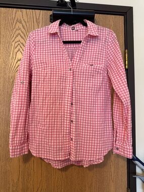 Pink Gingham Button-Up Shirt